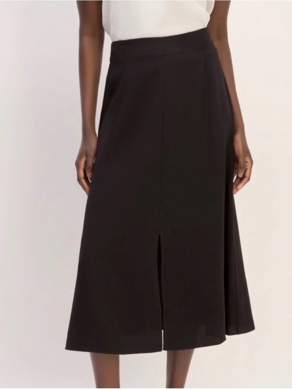 Everlane Black Midi Skirt with Front Slit